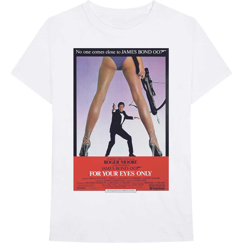 James Bond 007 Unisex T-Shirt: For Your Eyes Poster (White)