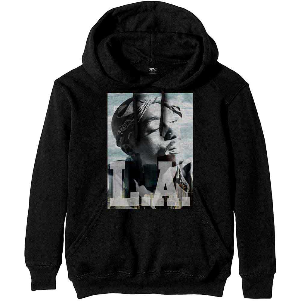 Tupac Unisex Pullover Hoodie: LA Skyline (Black)