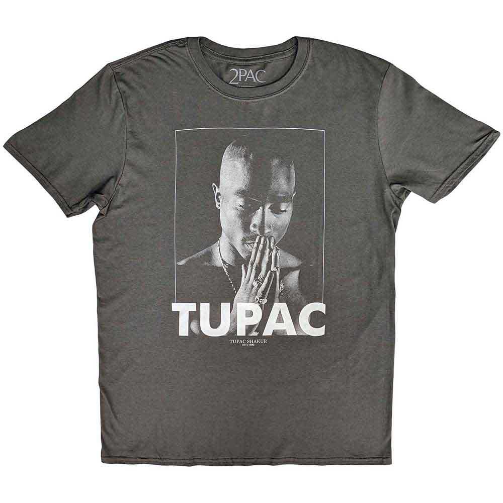 Tupac Unisex T-Shirt: Praying (Charcoal Grey)