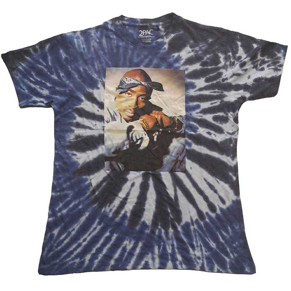 Tupac Unisex T-Shirt: Blue Photo Swirl (Blue) (Wash Collection)