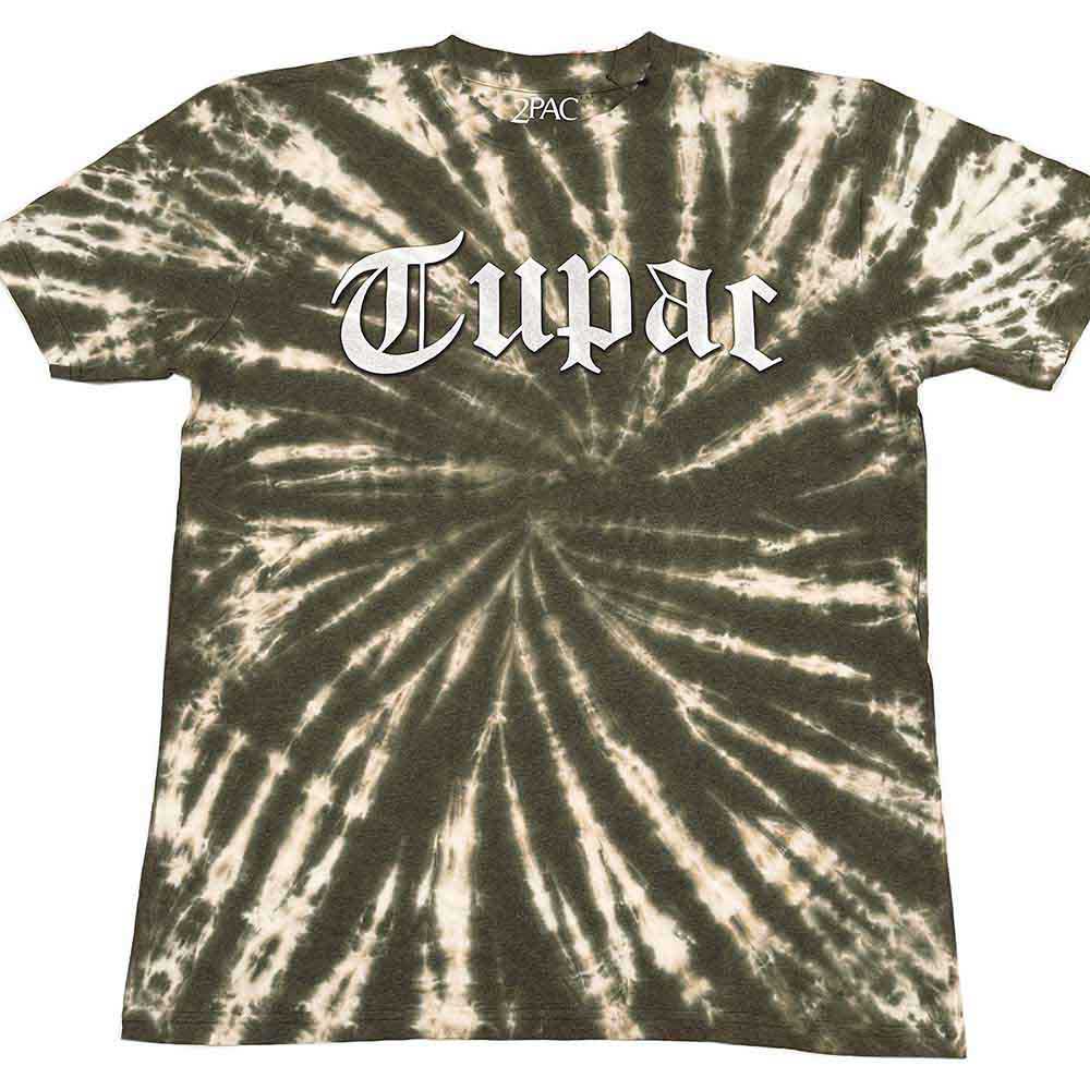 Tupac Unisex T-Shirt: Gothic Logo (Green) (Wash Collection)