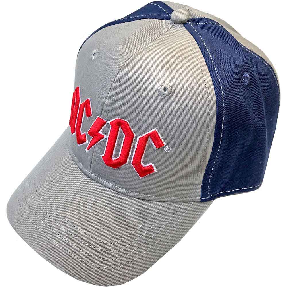 AC/DC Unisex Baseball Cap: Red Logo (Grey & Navy Blue) (2-Tone)