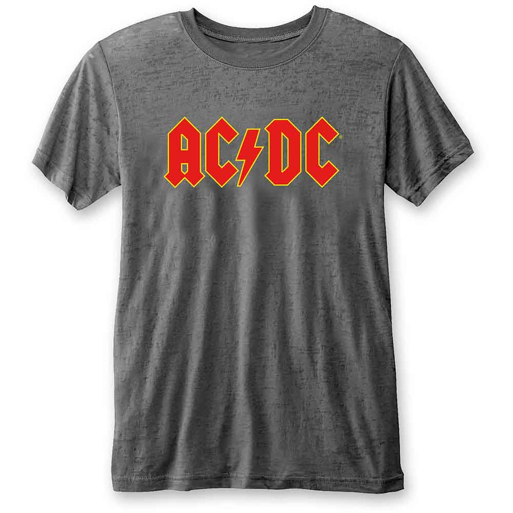 AC/DC Unisex Burnout T-Shirt: Logo (Charcoal Grey)