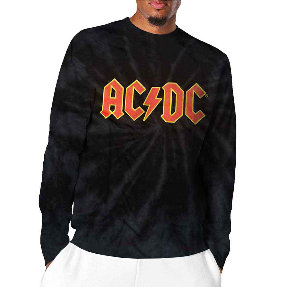 AC/DC Unisex Long Sleeve T-Shirt: Logo (Black) (Wash Collection)