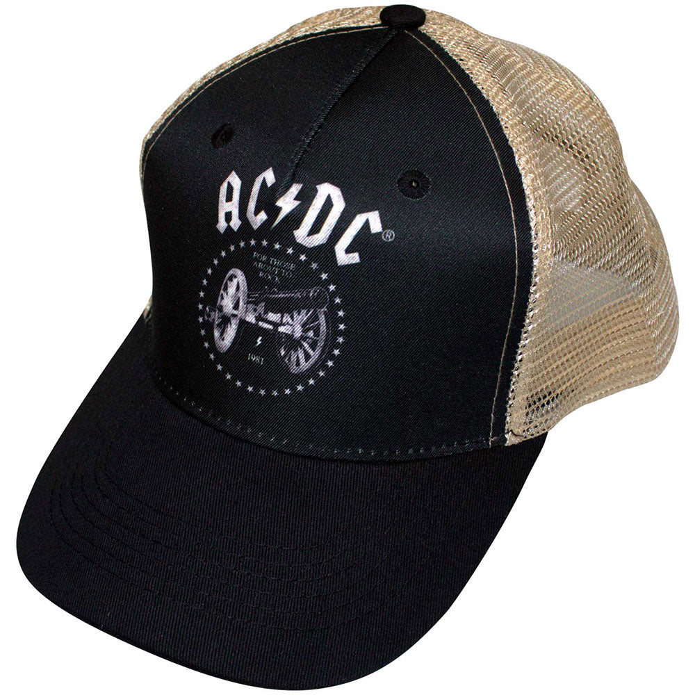 AC/DC Unisex Mesh Back Cap: For Those About To Rock (Black & Sand)