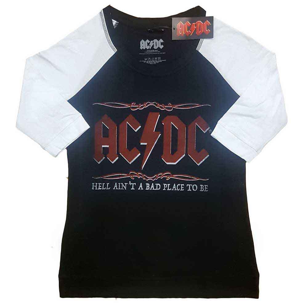 AC/DC Ladies Raglan T-Shirt: Hell Ain't A Bad Place (Black & White)