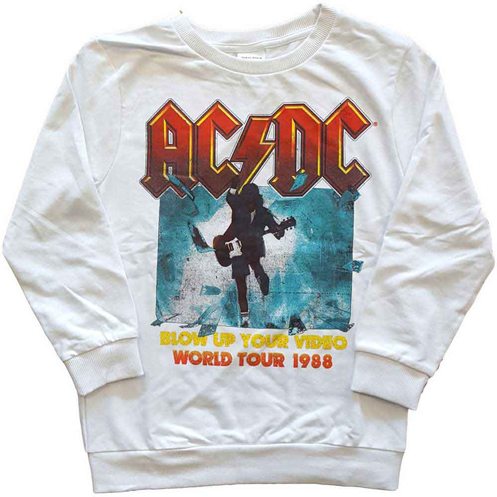 AC/DC Kids Sweatshirt: Blow Up Your Video (White)