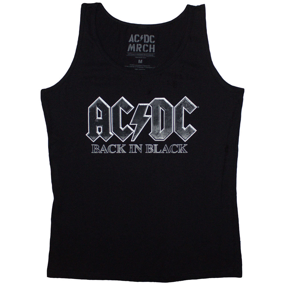 AC/DC Ladies Vest T-Shirt: Back In Black (Black)