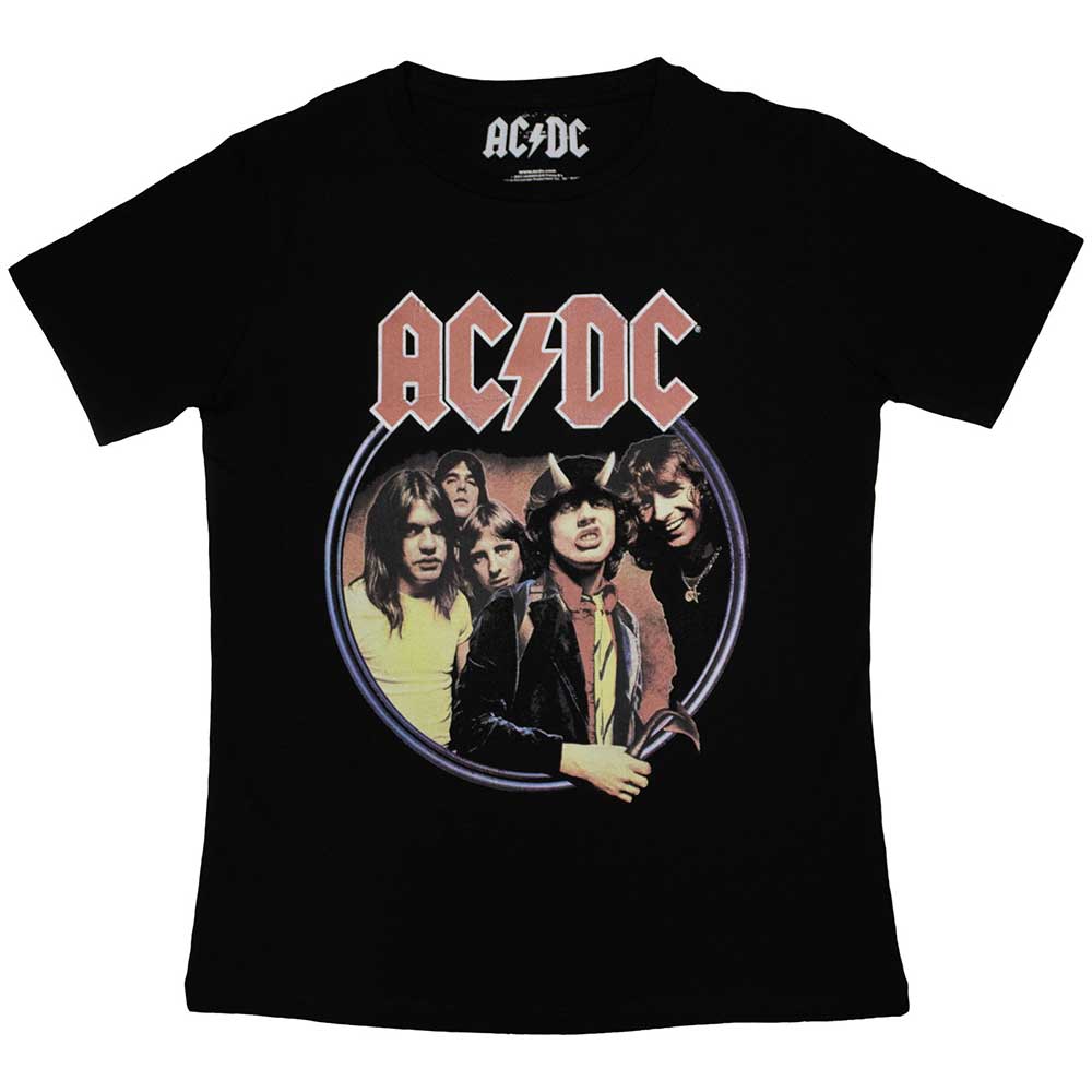 AC/DC Ladies T-Shirt: Highway To Hell Circle (Black)