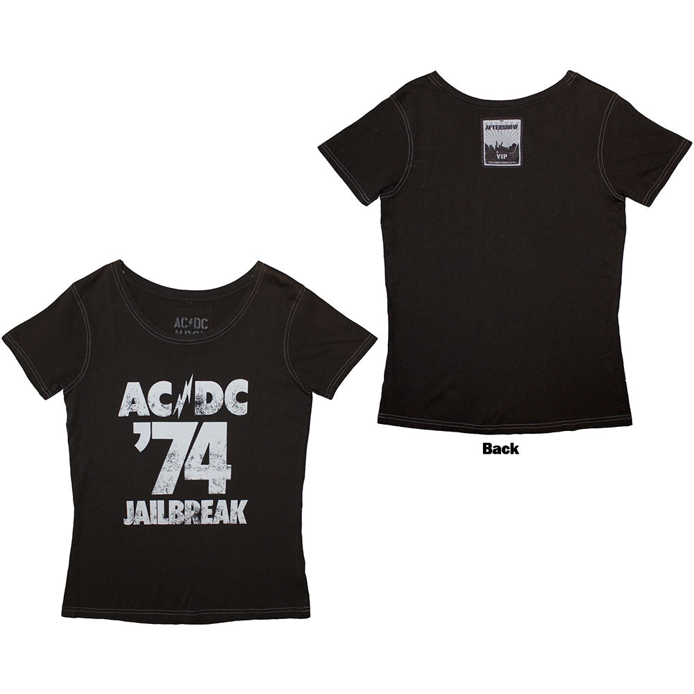 AC/DC Ladies T-Shirt: 74 Jailbreak (Grey) (Back Print & Ex-Tour)