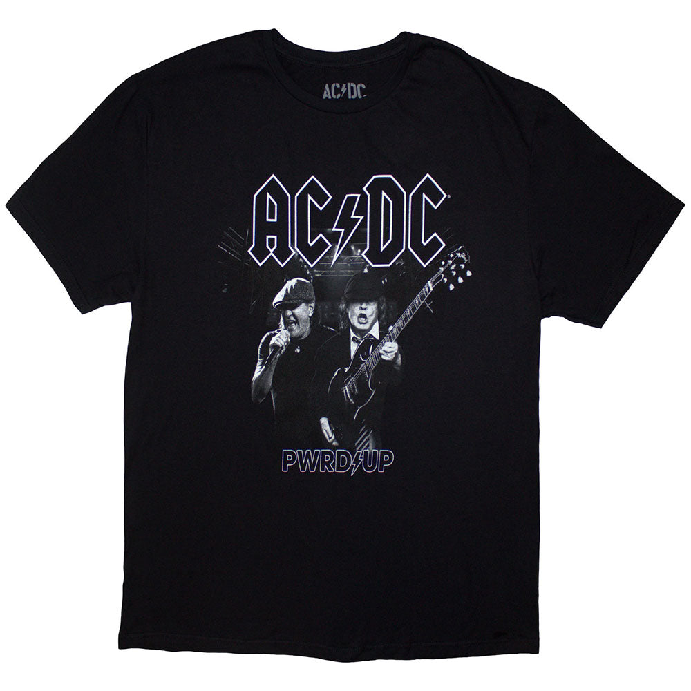 AC/DC Unisex T-Shirt: PWRD-UP B&W Photo (Black) (Ex-Tour) (X-Large)