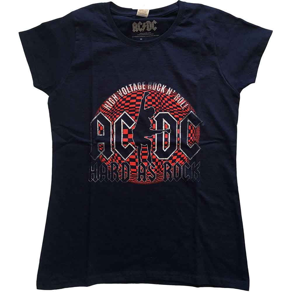 AC/DC Ladies T-Shirt: Hard As Rock (Navy Blue)