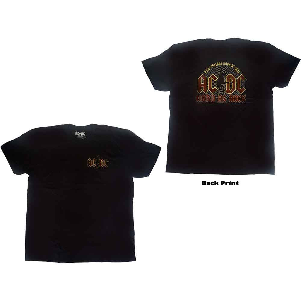 AC/DC Unisex T-Shirt: Hard As Rock (Black) (Back Print)