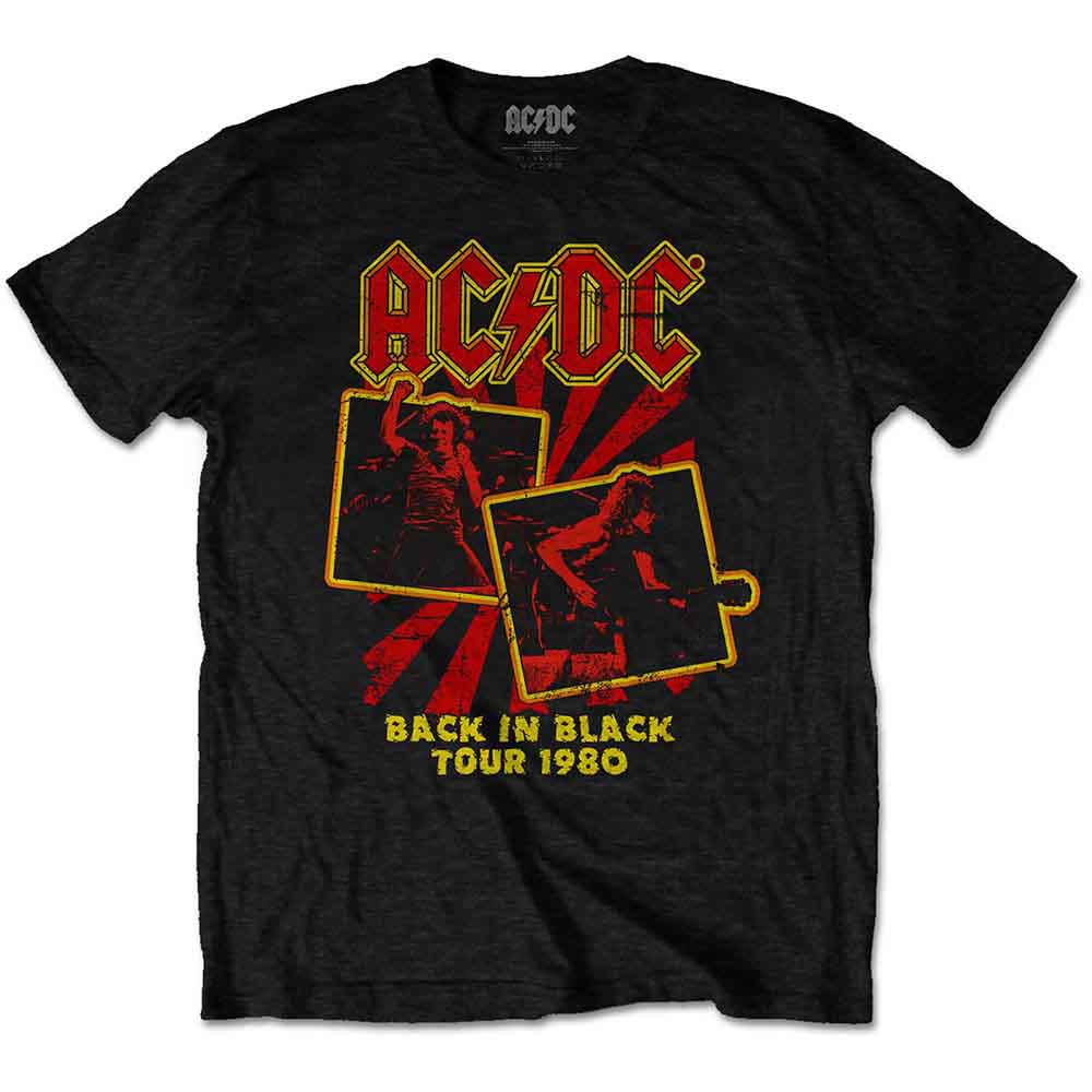 AC/DC Unisex T-Shirt: Back in Black Tour 1980 (Black)