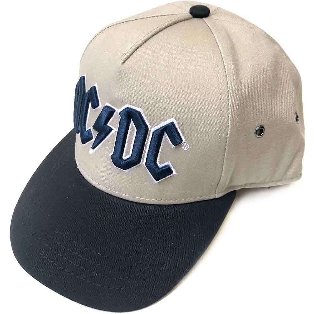 AC/DC Unisex Snapback Cap: Navy Logo (Black & Sand)