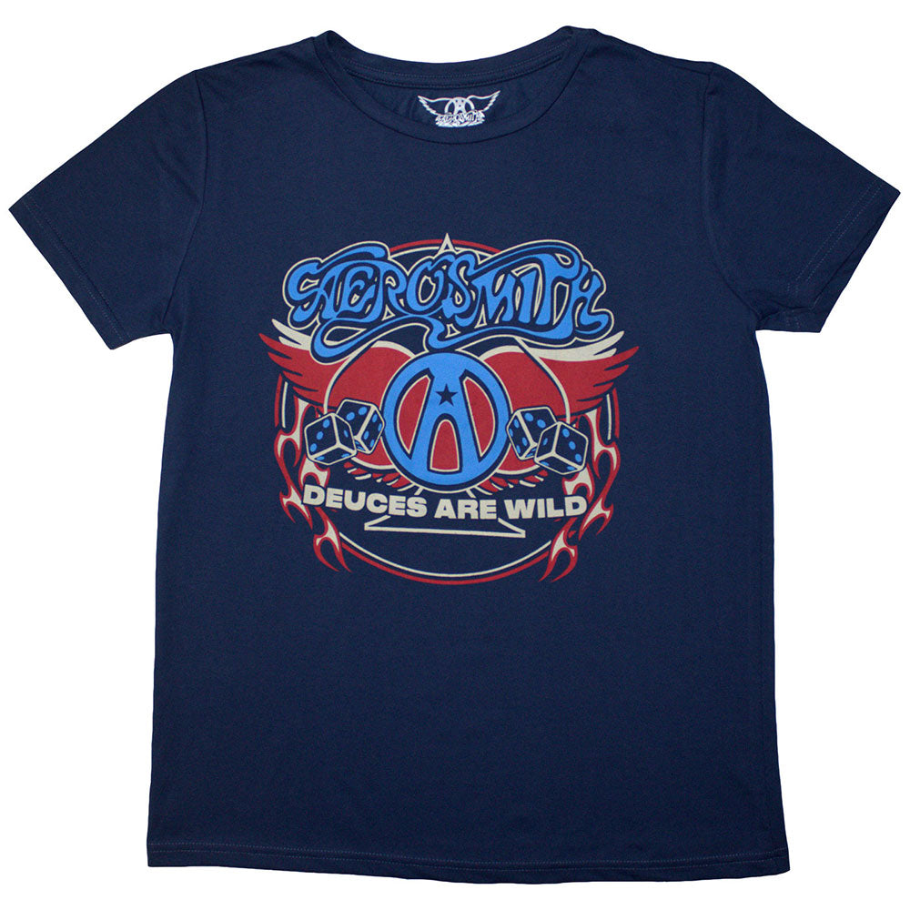 Aerosmith Ladies T-Shirt: Rainbow Spade (Denim Blue)
