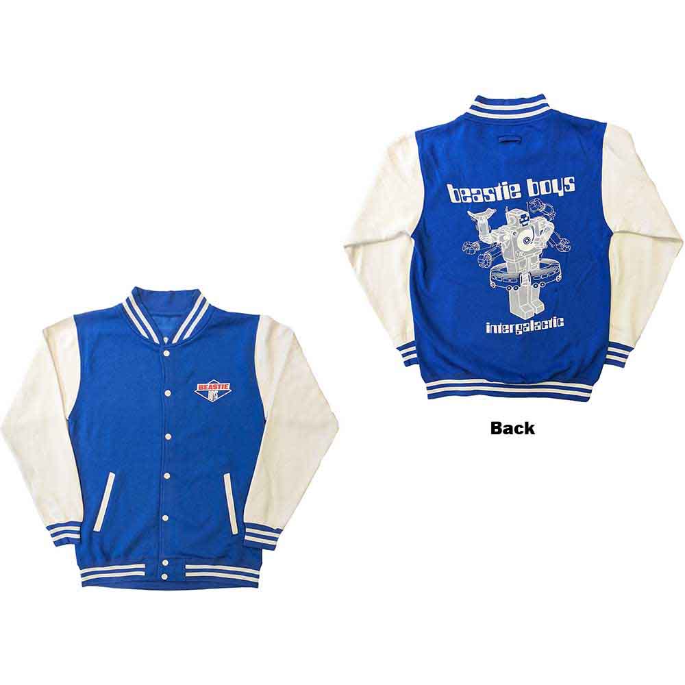 The Beastie Boys Unisex Varsity Jacket: Intergalactic (Blue & White) (Back Print)