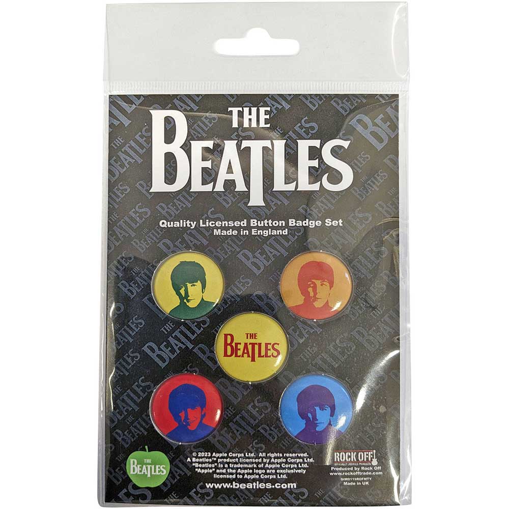 The Beatles Button Badge Pack: J, P, G&R Coloured