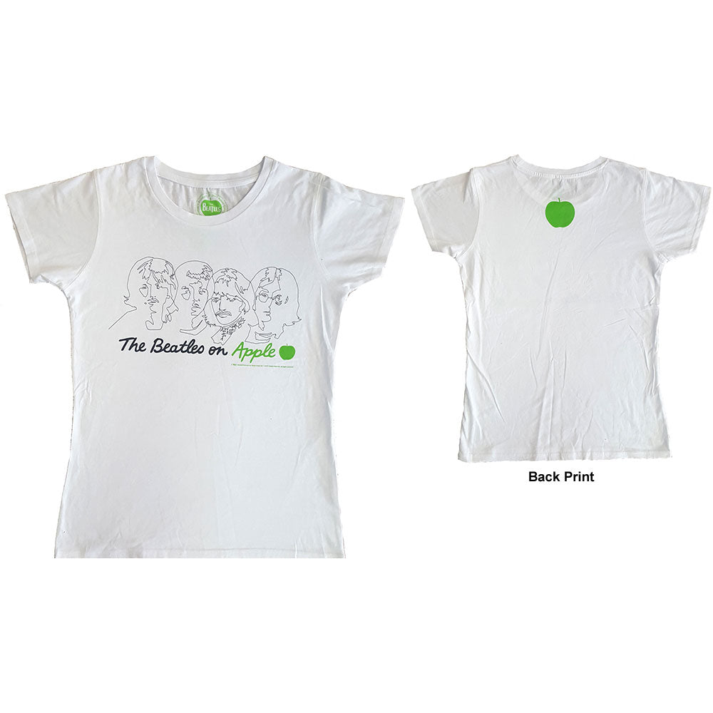 The Beatles Ladies T-Shirt: On Apple (White) (Back Print) (Large)