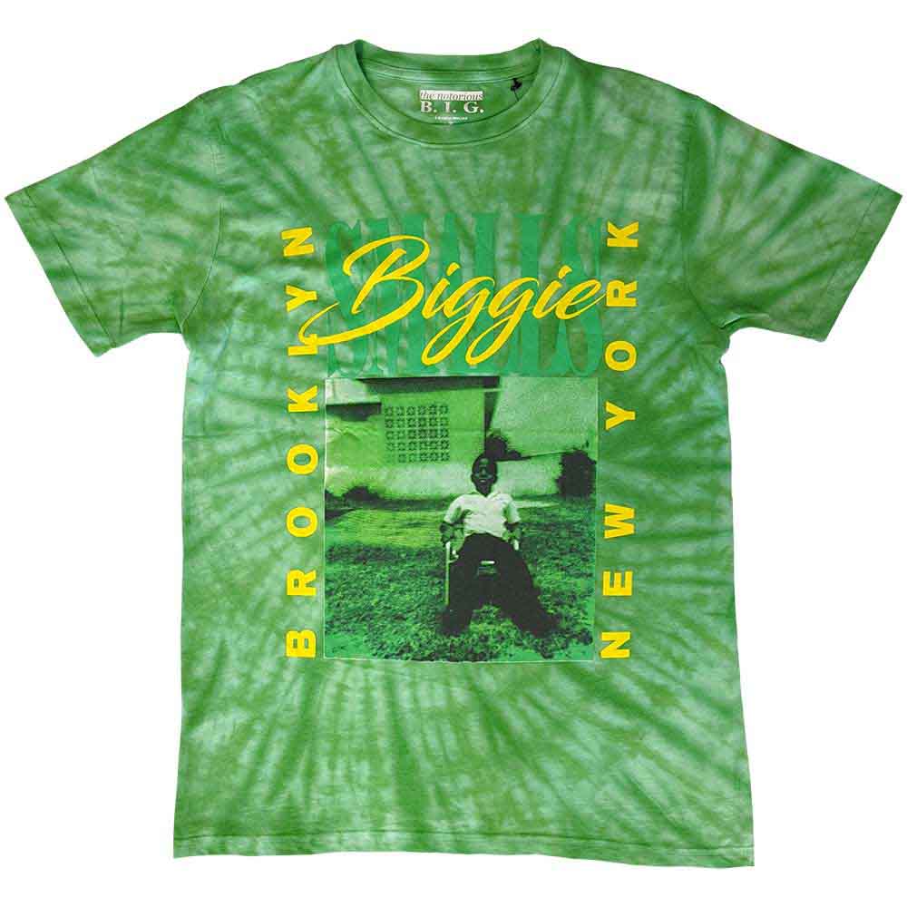 Biggie Smalls Unisex T-Shirt: 90's New York City (Green) (Wash Collection)