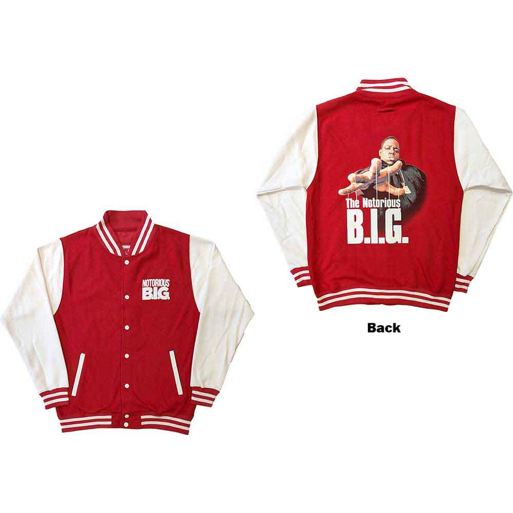 Biggie Smalls Unisex Varsity Jacket: Reachstrings (Red & White) (Back Print)