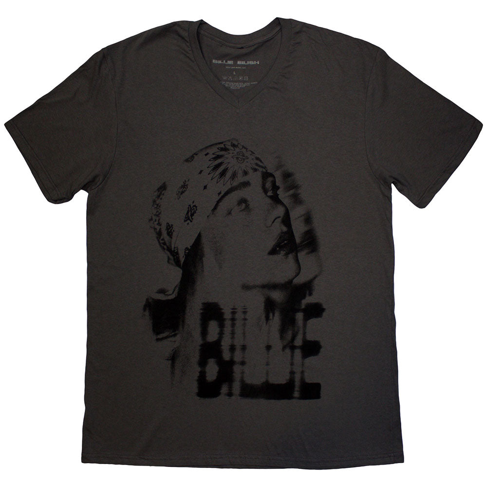 Billie Eilish Unisex T-Shirt: Tonal Bandana Photo (Charcoal Grey)