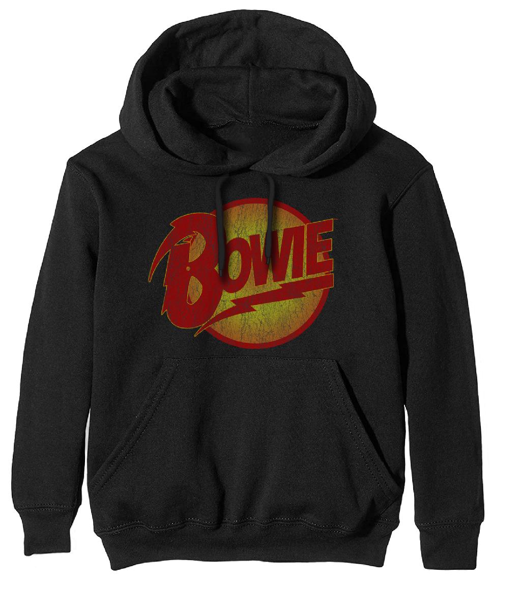 David Bowie Unisex Pullover Hoodie: Vintage Diamond Dogs Logo (Black)
