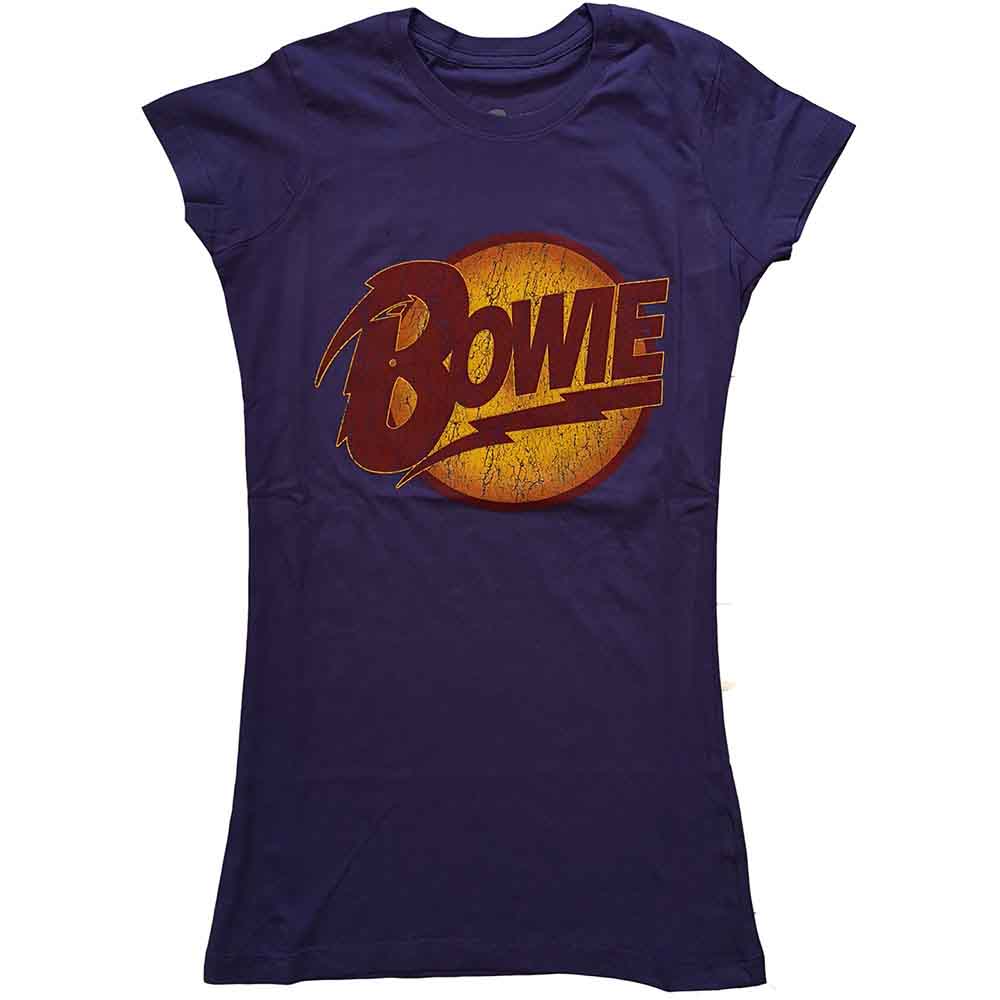 David Bowie Ladies T-Shirt: Vintage Diamond Dogs Logo (Purple)