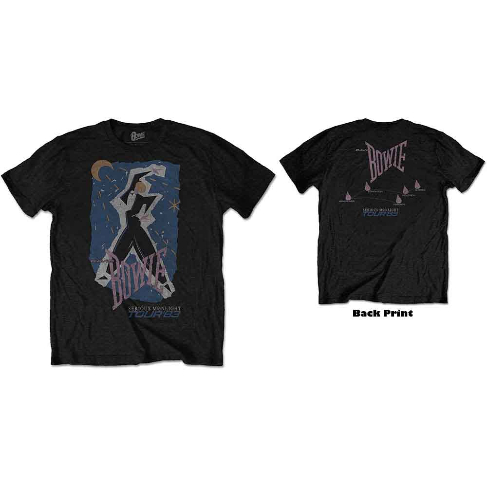 David Bowie Unisex T-Shirt: 83' Tour (Black) (Back Print)