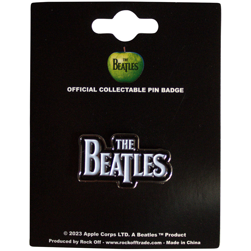 The Beatles Pin Badge: White Drop T Logo