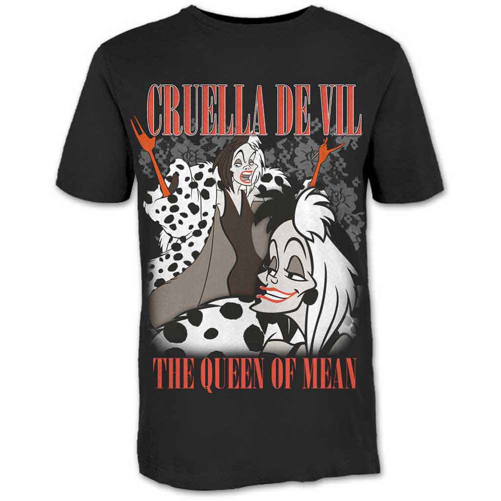 Disney Unisex T-Shirt: 101 Dalmatians Cruella Homage (Black)