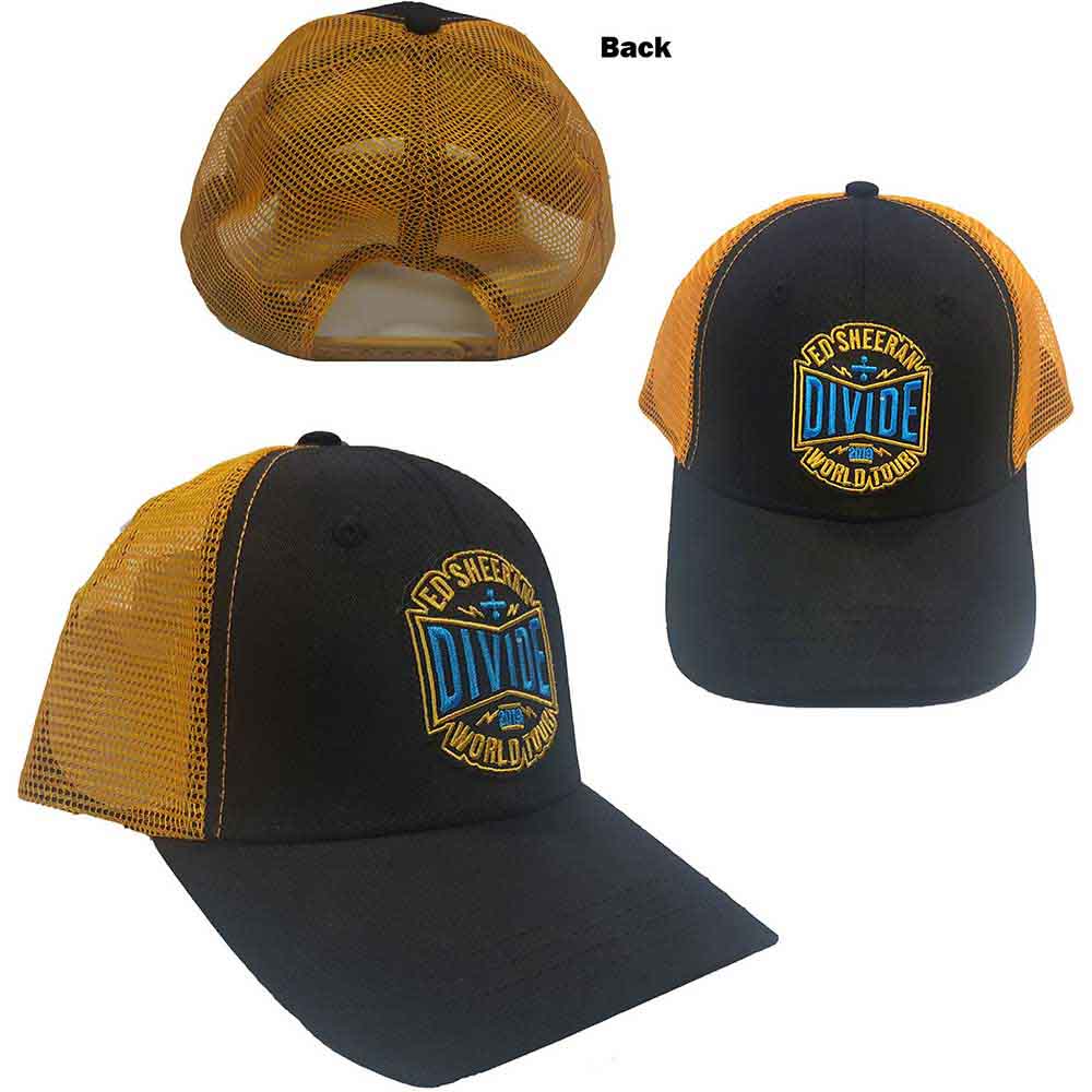 Ed Sheeran Unisex Mesh Back Cap: 2019 Divide World Tour (Black & White) (Ex-Tour)