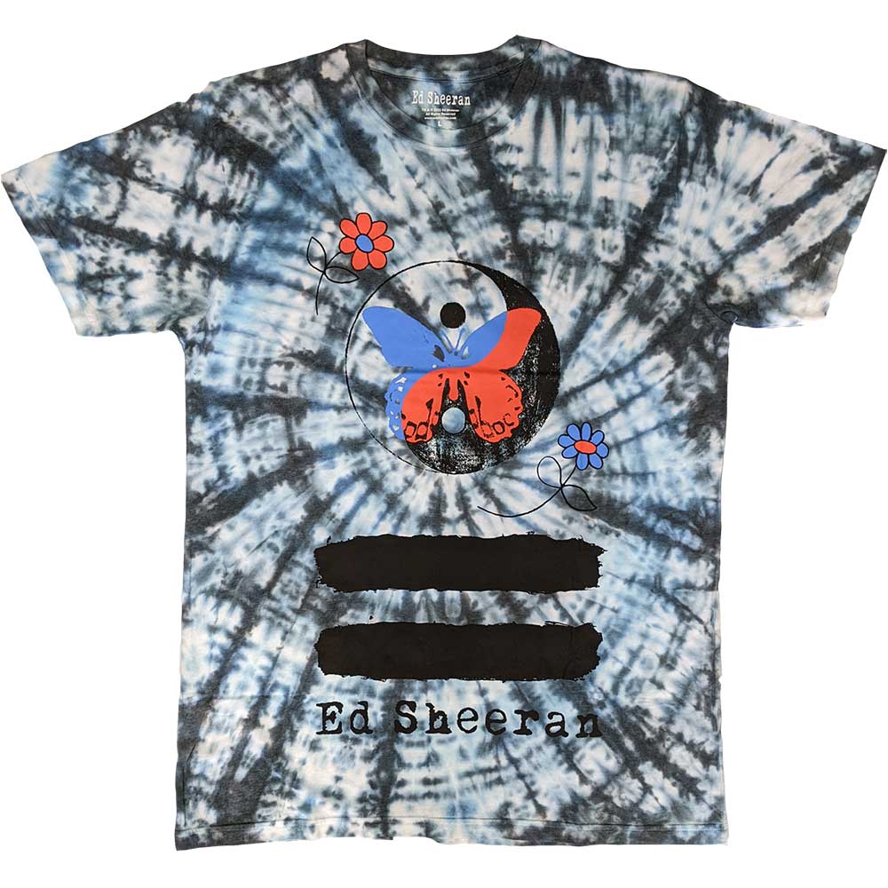 Ed Sheeran Unisex T-Shirt: Yin & Yang Butterfly (White) (Wash Collection)