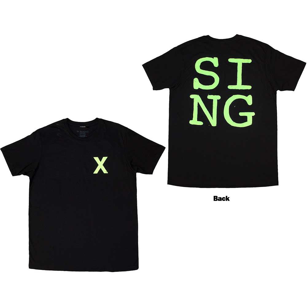 Ed Sheeran Unisex T-Shirt: Multiply Pocket - Sing (Black) (Back Print)