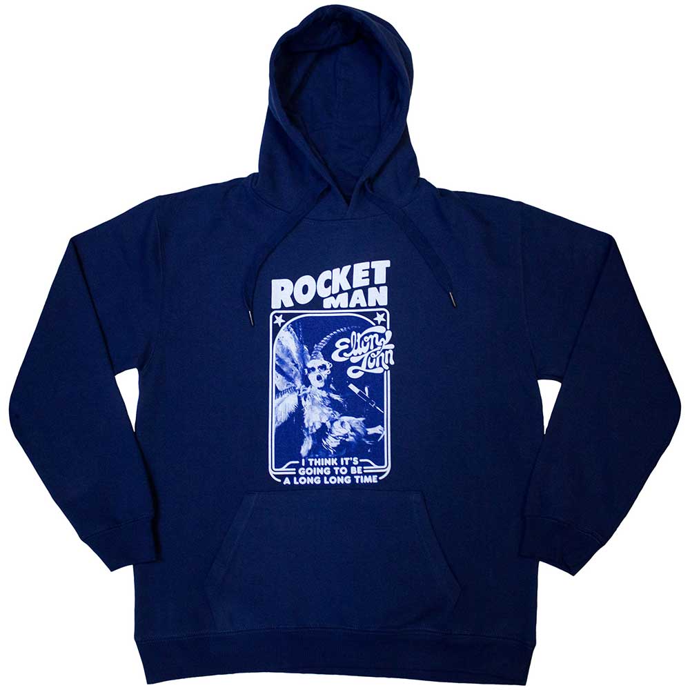Elton John Unisex Pullover Hoodie: Rocketman - Feather Suit Mono (Blue)