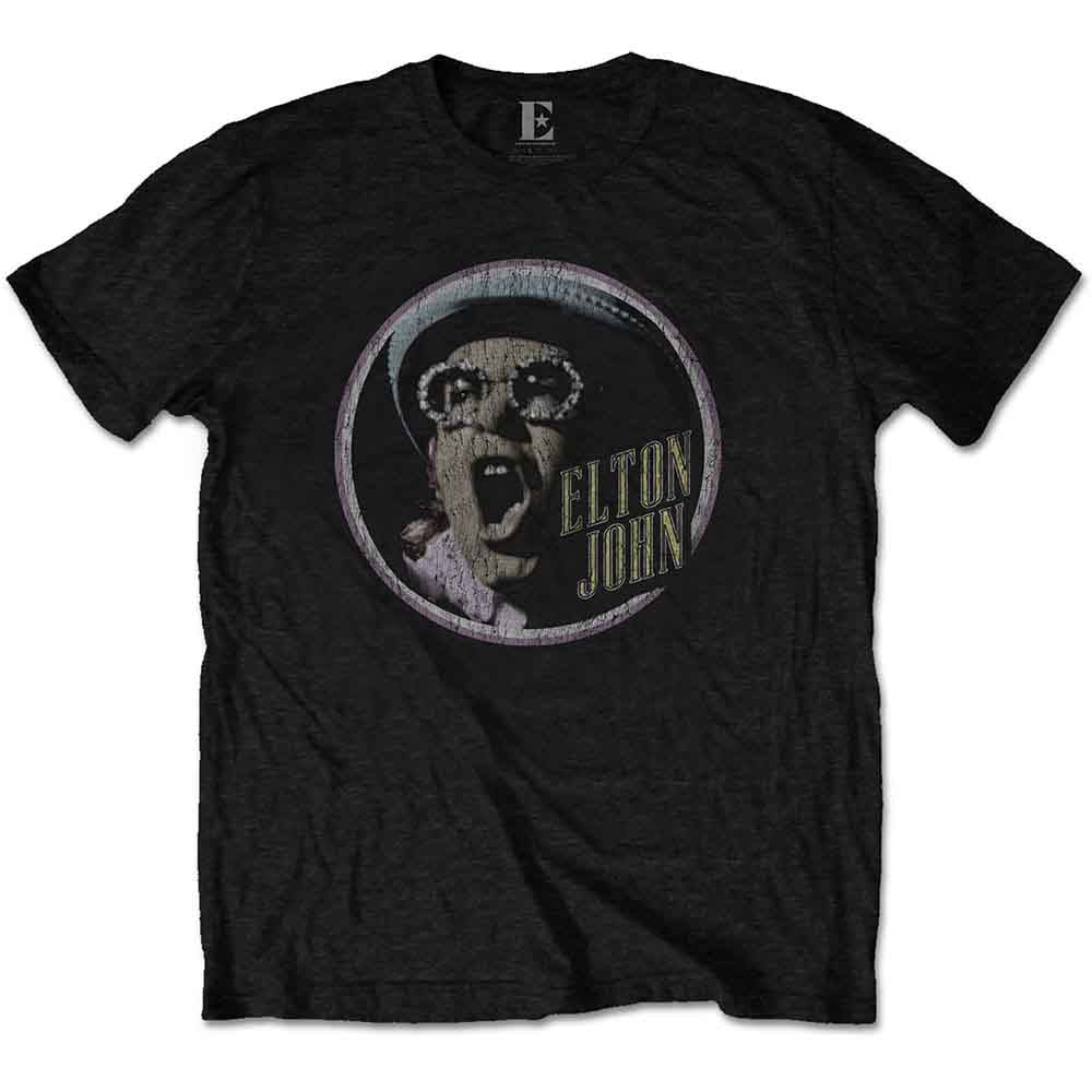 Elton John Unisex T-Shirt: Circle (Black)