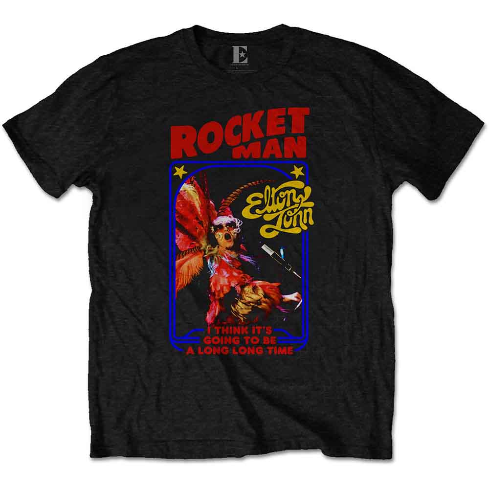 Elton John Unisex T-Shirt: Rocketman Feather Suit (Black)