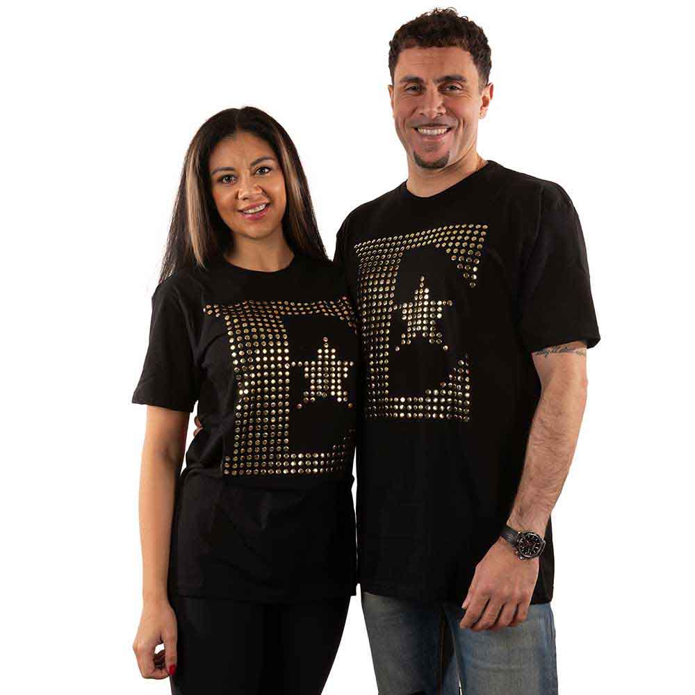 Elton John Unisex T-Shirt: E Logo (Black) (Embellished)