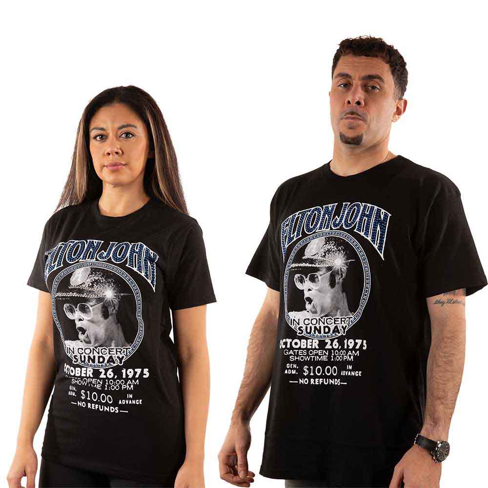Elton John Unisex T-Shirt: In Concert (Black) (Embellished)