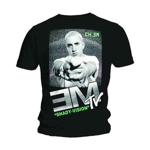 Eminem Unisex T-Shirt: EM TV Shady Vision (Black)
