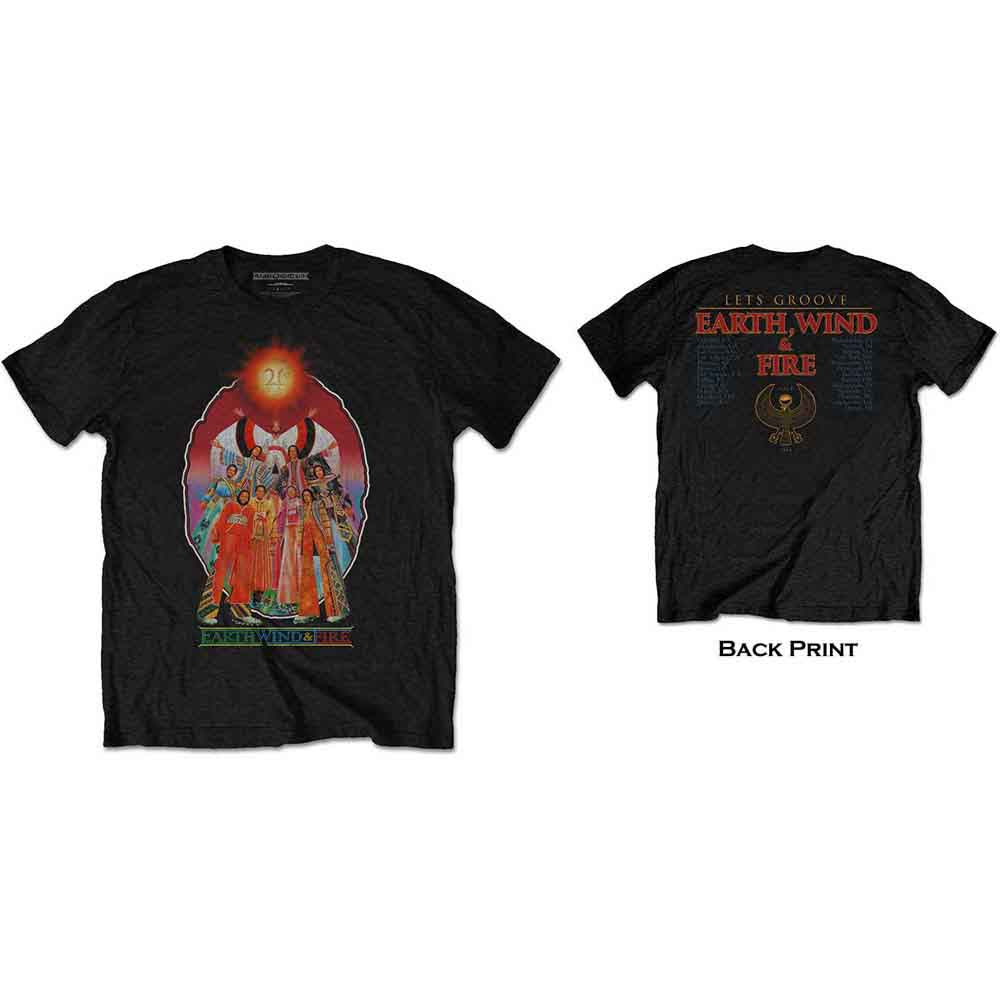 Earth Wind & Fire Unisex T-Shirt: Let's Groove (Black) (Back Print)
