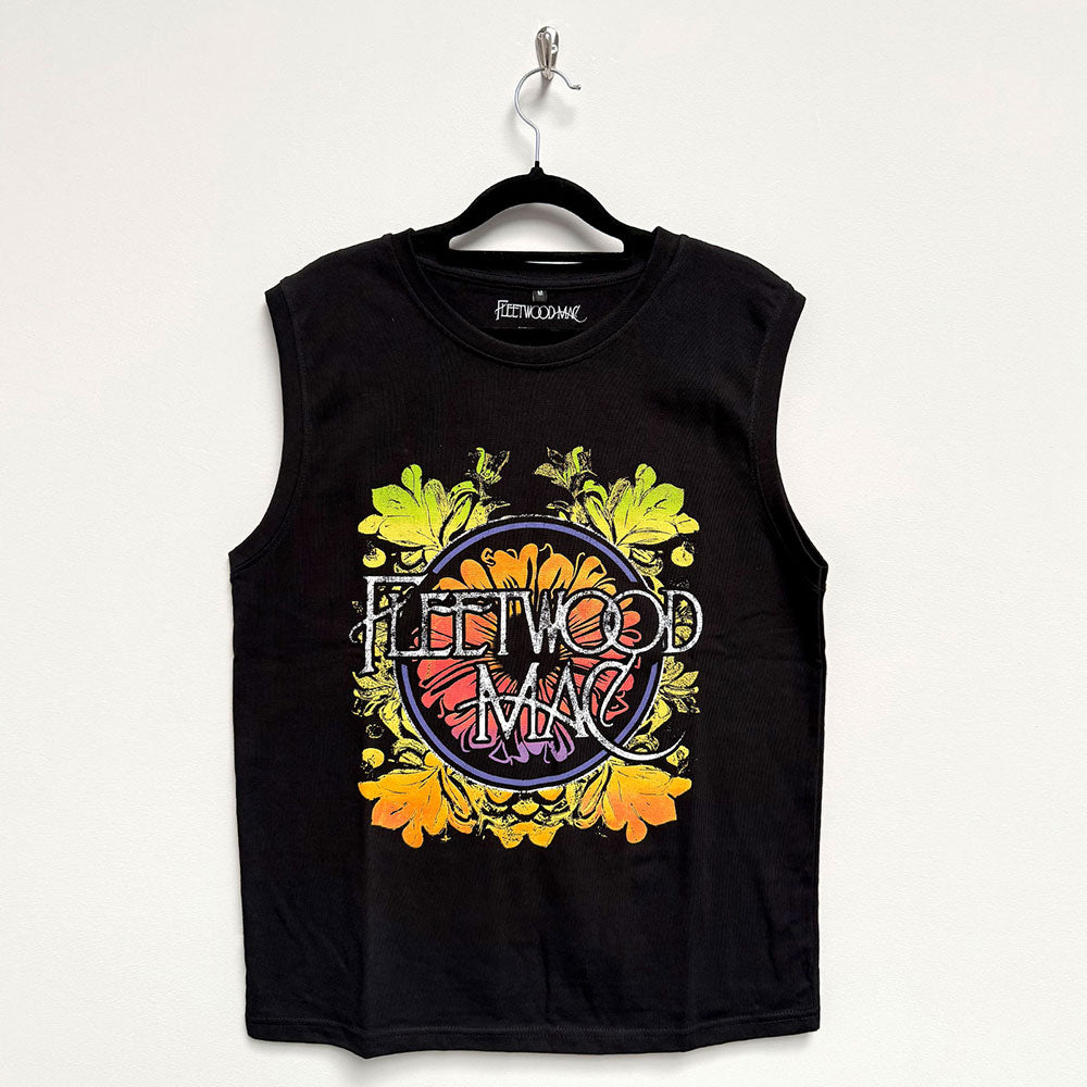 Fleetwood Mac Unisex Tank T-Shirt: Circle Floral Logo (Black)