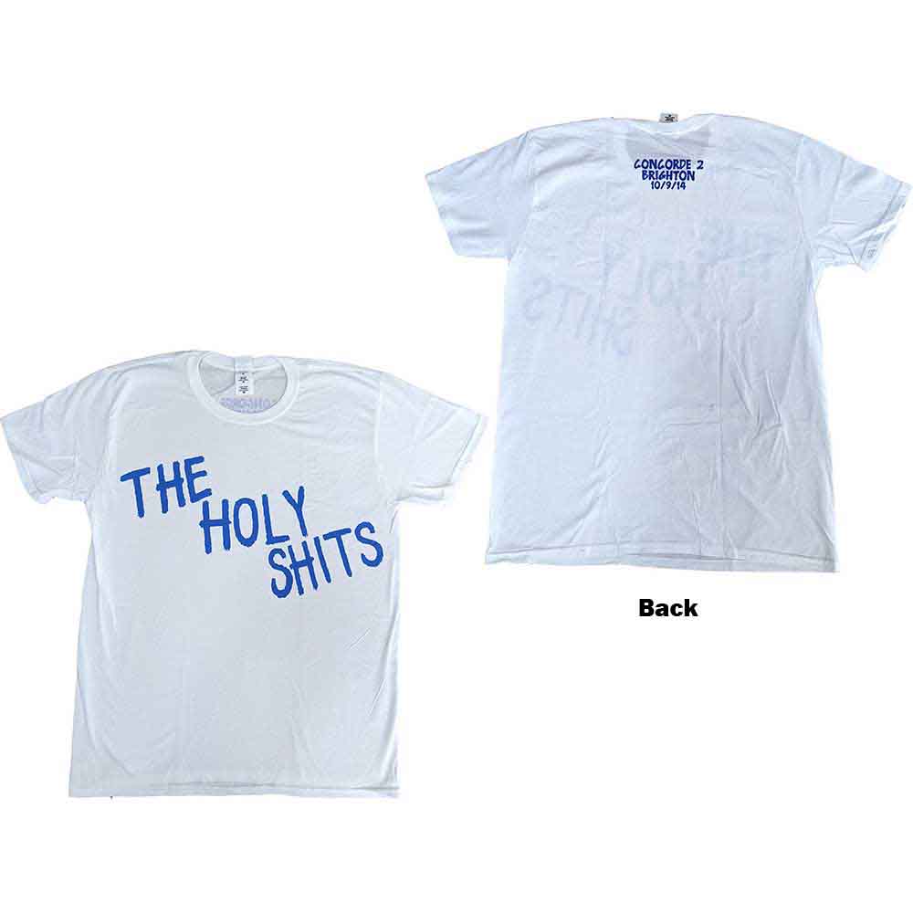 Foo Fighters Unisex T-Shirt: The Holy Shits Brighton 2014 (White) (Back Print & Ex-Tour) (Large)
