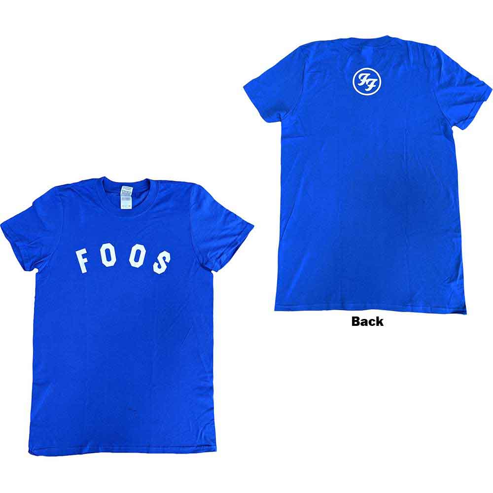 Foo Fighters Unisex T-Shirt: Foos Logo (Blue) (Back Print & Ex-Tour) (Small)