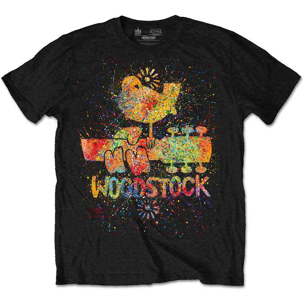 Woodstock Unisex T-Shirt: Splatter (Black)