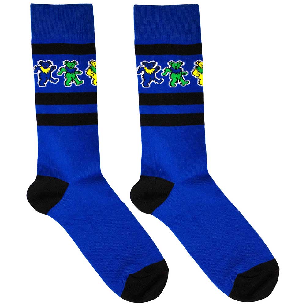Grateful Dead Unisex Ankle Socks: Dancing Bears Stripe (Blue) (UK Size 6 - 11)