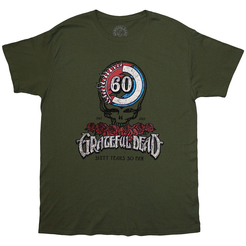 Grateful Dead Unisex T-Shirt: 60th Roses (Green)