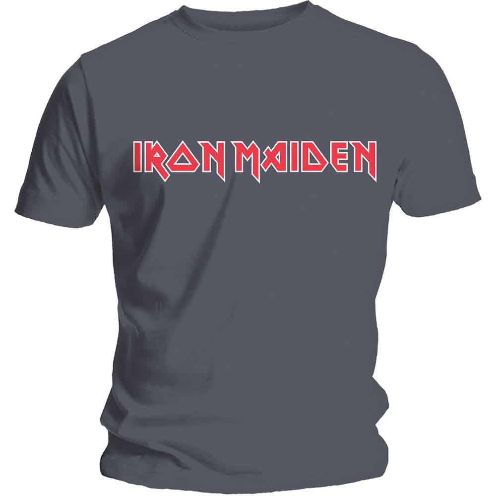 Iron Maiden Unisex T-Shirt: Classic Logo (Charcoal Grey)