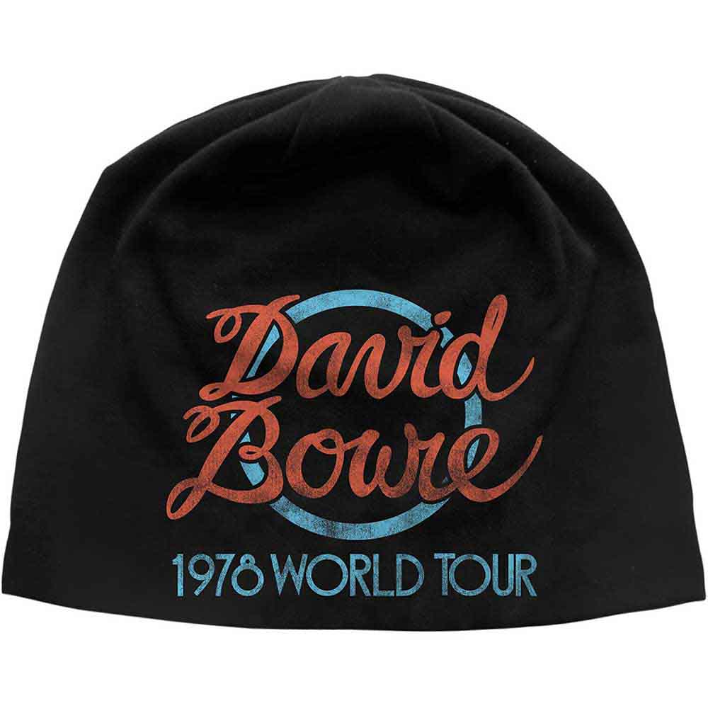 David Bowie Unisex Beanie Hat: World Tour Logo JD Print (Black)