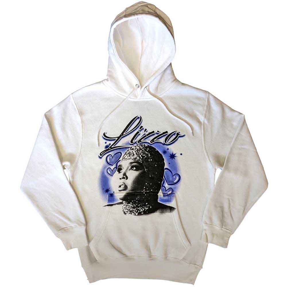 Lizzo Unisex Pullover Hoodie: Special Hearts Airbrush (White)